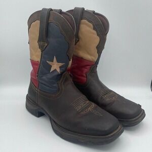 Durango Women's 9.5M Western Cowboy Boots Texas Flag Brown Leather‎ RD3446